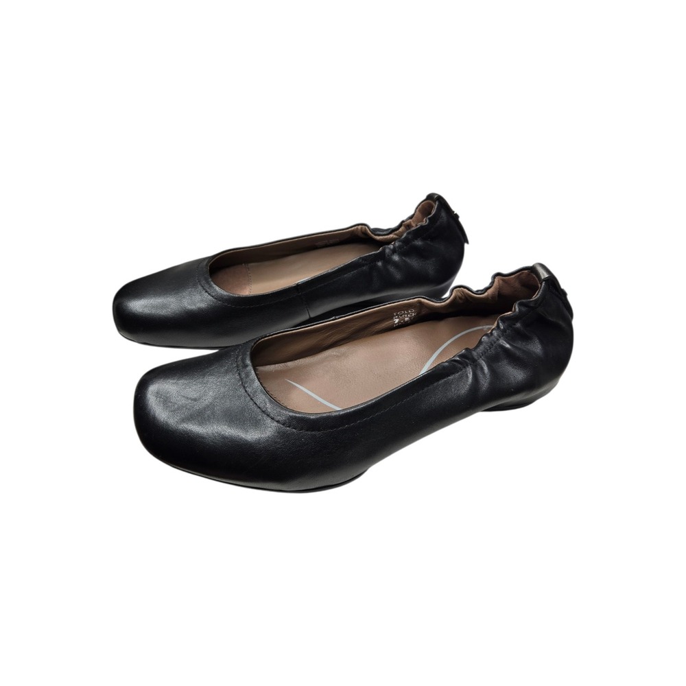 Earthies Tolo Black Leather Ballet Flats Size 7.5 Ruched Comfort Shoes Slip On - Picture 6 of 15